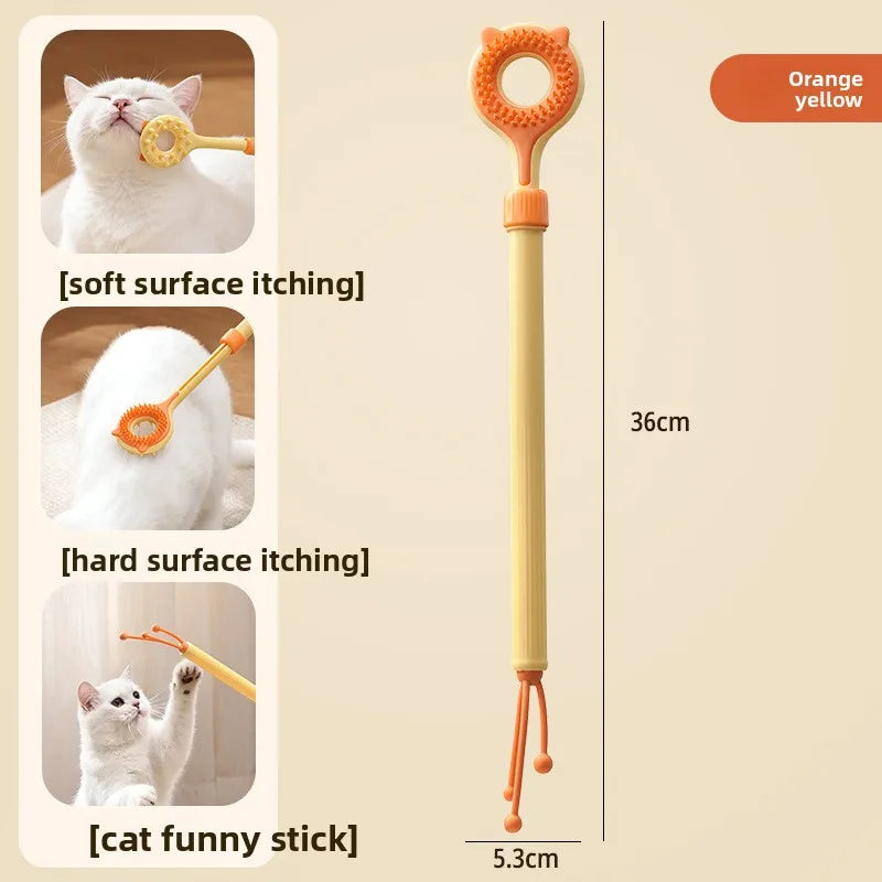 2-in-1 Retractable Cat Teaser & Massage Toy