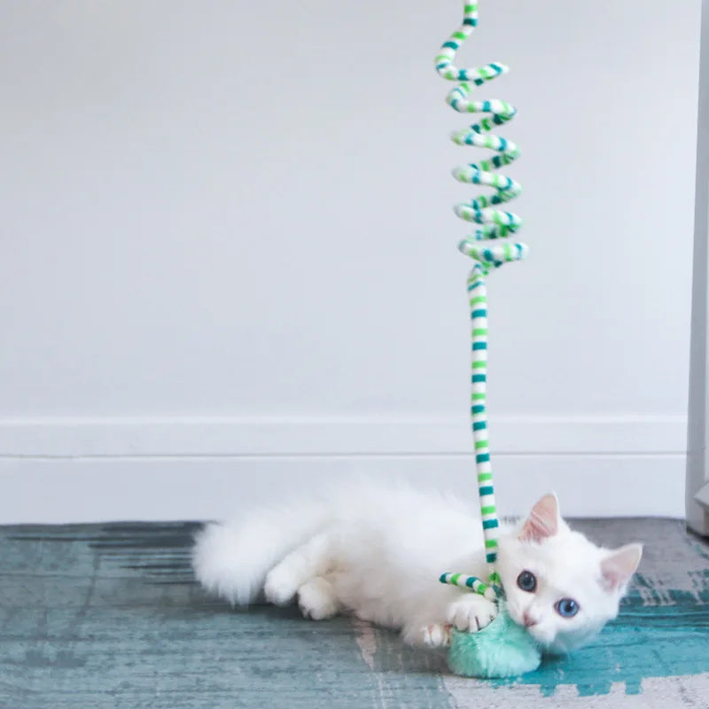 Window-Mount Cat Teaser Toy with Bell & Pompom