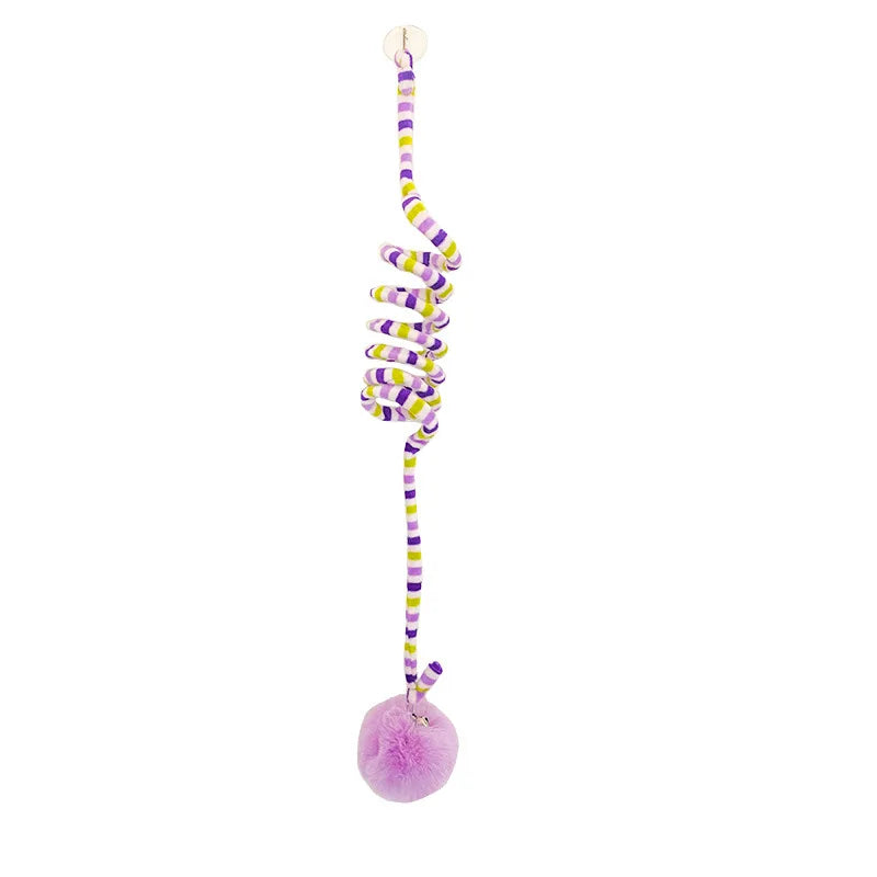Window-Mount Cat Teaser Toy with Bell & Pompom