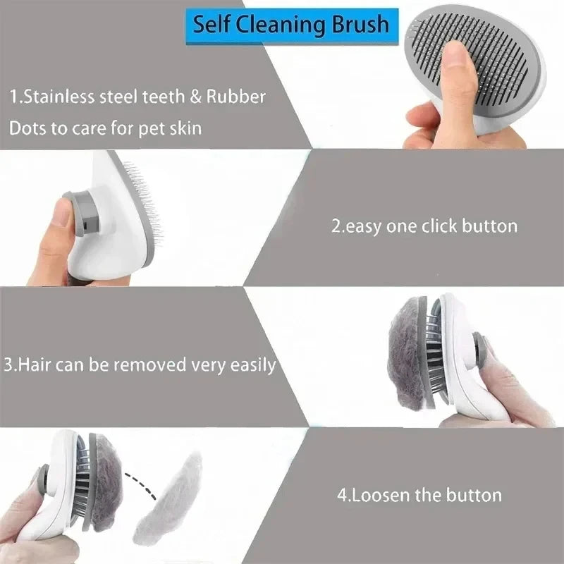 3-in-1 Self-Cleaning Pet Grooming Comb
